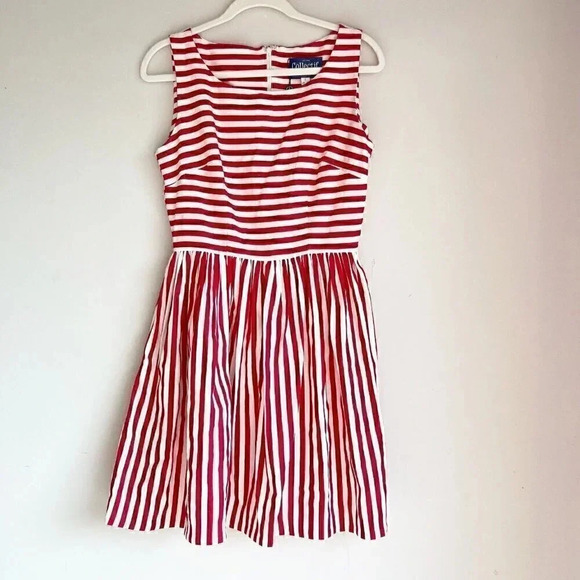 Collectif Vintage Size S Candice Red and White Striped Swing Dress NEW! - Picture 4 of 8